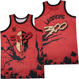 Man filmfilm 300 King Leonidas från Sparta Jerseys Basketball Hip Hop Breattable Team Color Red Pure Cotton For Sport Fans Hiphop High School Utmärkt kvalitet till försäljning