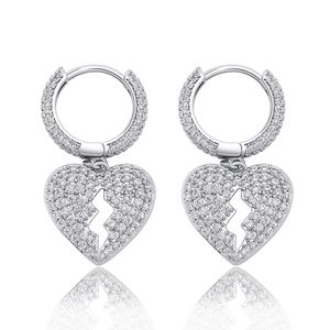 Heart Earring Iced Out Cubic Zirconia OorknopjesHip Hop Mode Delicaat Zilver Goud Kleuren Sieraden Voor Cadeau