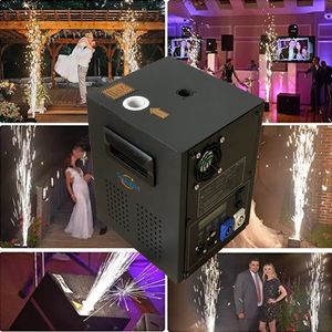 Polonia Stock 600W Luce da palcoscenico Macchina scintillante Fontana a scintilla fredda Spruzzatura Macchina antincendio DMX e telecomando per polvere Ti per feste di nozze con custodia da volo