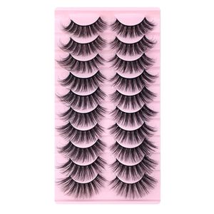 10 Paar flauschige künstliche Nerz-Wimpern, natürliche, weiche, wispige Wimpern, 3D-Wimpernverlängerung ohne Tierversuche