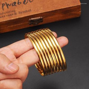 Brazalete 4pcs 2.6 pulgadas diámetro dubai joyas de oro brazaletes para brazaletes etíopes Bodas chino Boda de regalo de novia Rayos Banglebangle Ray