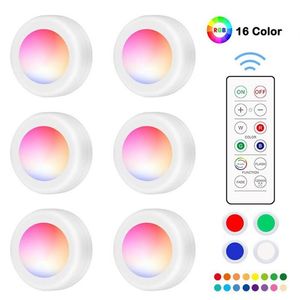 Dimmable RGB LED Lights Kitchen Lamp Touch Sensor Wardrobe/Closet/Cabinet Night Light Puck Light with Remote Controller 16 Color31275S