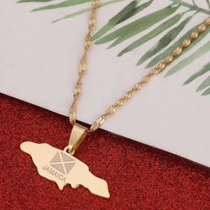 Pendant Necklaces Jamaica Map Jewellery Gold Color Jewelry Jamaican Flag JewelryPendant