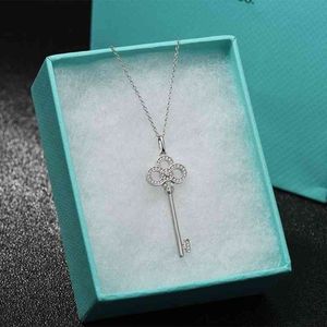 P7NI Counter T family necklace rose gold key small pendant female silver clavicle chain Valentine s Day White Gold Necklace