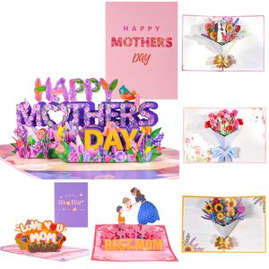 Carte D Mothers Day Regali Bouquet floreale Biglietti d auguri Fiori per la moglie della moglie Compleanno Sympathy Get Well