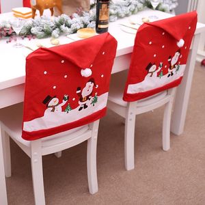 Krzesła Covers Pz Santa Claus Head of Foot na świąteczne krzesła stół od lunchu Red Hat Party Coverschair