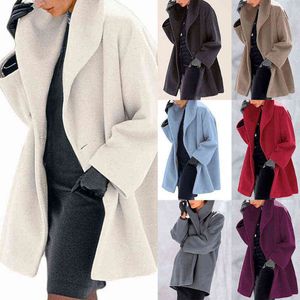 Autumn and Winter Coat Ladies Fashion Multicolor Round Neck Loose Hooded Woolen Coat Double-Sided Woolen Coat T220714