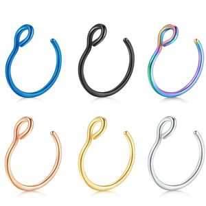 FAKE PIERING SEPTUM NOSE RING Fashion Punk Hoop Hoop Fake Piercing Nos Clip Rostfritt stål Non Perforation Body Jewelry