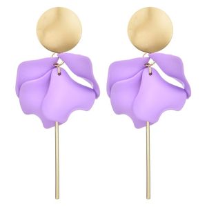 Baumelnde Kronleuchter, süßes violettes Blütenblatt, schöne Blume, weiche Nadelung, Ohrringe für Frauen, Party, Damen-Ohrring, Großhandel, böhmische Aussage, Geschenk