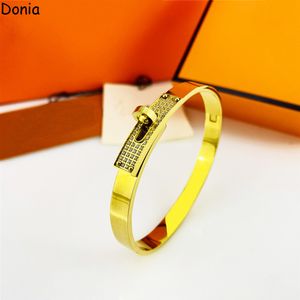 Donia Jewelry Schweinsnasen-Armreif, europäischer und amerikanischer Modedesigner, Luxuspalast, Titanstahl, mikroeingelegter Zirkon, Geschenkbox