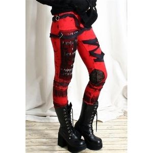 Goth Mesh Hole Letter Print Pants Tights Street Trend Pants Women Punk Dark Style Tight Pants Gothic T200606
