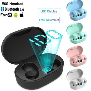New E6S TWS Bluetooth 5.0 Earphone Wireless Bluetooth Headphone Stereo Headset Sport Earbuds Microphone with Charging Box for Smart Cell Mobile Phone
