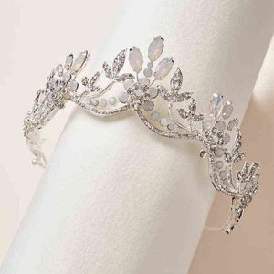 Tiara di cristallo opale Corona nuziale Copricapo da sposa Accessori per capelli da sposa per le donne AA220323