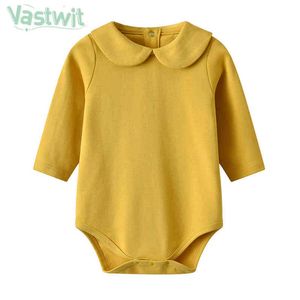 Spring Autumn Twin Baby Clothing Infant Newborn Baby Girls Bodysuit Cotton Romper Outfit Lapel Doll Collar Jumpsuit Playsuit G220510