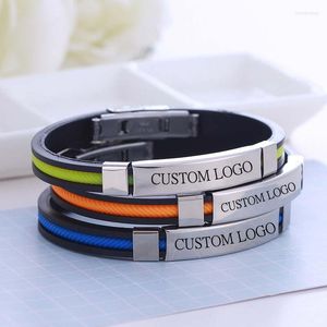 Braccialetti con ciondoli Personalizza LOGO fai-da-te Modello Nome Stile Tendenza moda Semplicità Uomo Donna Bracciale in silicone Gioielli Fascino Fascino Fascino Inte22