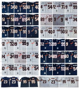 Mi08 Vintage 23 Devin Hester 95 Richard Dent Maglie da calcio 34 Walter Payton 40 Gale Sayers 54 Brian Urlacher 72 Perry 99 Hampton 51 Butkus 50 Singletary 9 McMahon 89 D