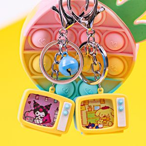 My Melody Cinnamoroll Kuromi Anime Kawaii Creative Tv Cartoon Sound Glowing Keychain Toy Emulation Tv Gift