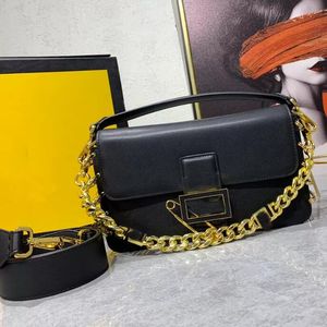 Wholesale bag decor for sale - Group buy Crossbody Baguette Bag Women Handbag Lady Totes Genuine Leather Shoulder Bags Fashion Metal Buckle Jointly Design Golden Chain Wide Leathers Two Strap Pin Decor