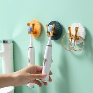 Multifunctional light luxury toothbrush holder rack wall-mounted punch-free bathroom toilet gargle cup toothbrushs holder hook