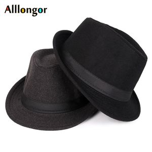 Classics Autumn Winter Short Brim Felt Fedoras Hat Men Black panama Vintage top sombrero trilby mens hats gentleman fedora 220513