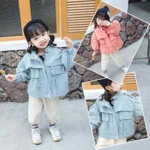 新しいファッション秋の春の女の子ジャケット子供の女の子の服トレンチコート2 4 6 7 Jr因果子供のウィンドブレーカーアウターウェアJ220718