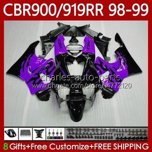 Kit carenature per HONDA CBR 919RR 900RR 900CC 919CC CBR919 CBR900 RR CBR919RR 98 99 Corpo 127No.73 CBR 900 919 RR CC 1998 1999 CBR900RR Viola nero 1998-1999 Carrozzeria OEM