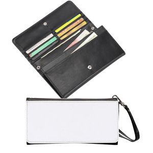 Sublimation Wallet Blank Fashion Damen Leder Clutch Wallets Große Kapazität Secure Buckle Leather Wristlet Bag DIY Craft Long Purse for Women Girl