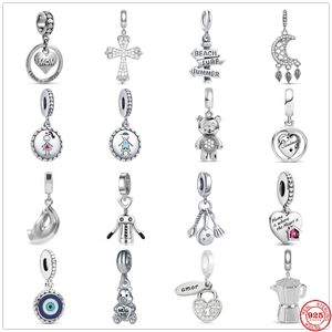 925 Sterling Silver Dangle Charm Moon Dreamcatcher Kaźnia Koraliki Koraliki Fit Fit Pandora Charms Bransoletka DIY Akcesoria biżuterii