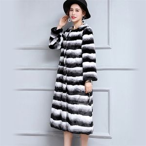 nerazzurri Chinchilla Fur Coat Gradual Color Winter Warm ware long Colorful Fluffy Plus Size Faux Fur Outwear 5xl 6xl高品質