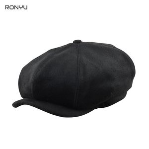 Berets Herbst Winter Sboy Caps Männer Frauen Warme Tweed Achteckige Hut Detektiv Hüte Retro Für Bäcker Boy Cap NM22