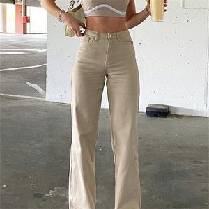 Fashion Loose Jeans For Women High Waist Stretch Wide Leg Femme Trousers Casual Comfort Denim Mom Pants Washed Jean Pants 220701