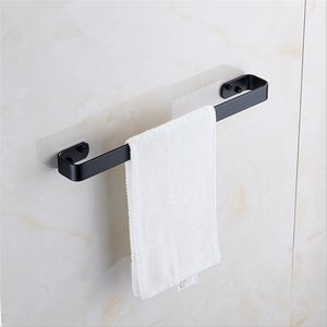 Solid Space Aluminum Black Towel Bar Single Rack Bathroom Matte Wall Mounted Holder 2030405060 cm Y200407