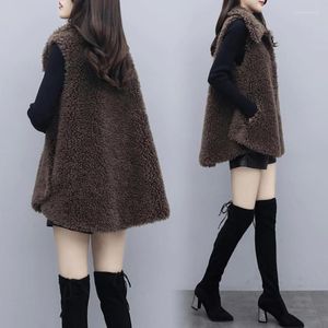 Damenwesten Mode Faux Pelz Weste Frauen Luxuy Lose Ärmellose Jacke Mantel Solide Lange Femme Koreanische Stil Frau Parkas Rot Schwarz Stra22