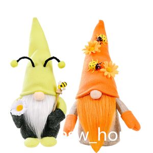 Fall Harvest Thanksgiving Party Gnomes Decorations Autumn Dwarf Doll with Sunflower Ornaments