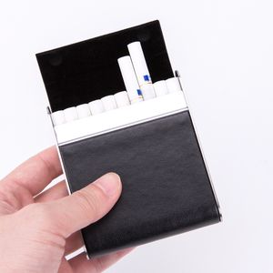 Mini capa de cigarro portátil Armazenamento de couro de metal aço inoxidável Caixa de cigarro de 20 peças à prova de umidade à prova d'água à prova de umidade