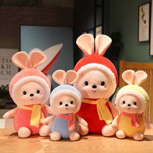 30cm Scarf Rabbit Doll Plush Toy Pink Rabbits Doll Children's Sleeping Comfort Dolls Girls Gift