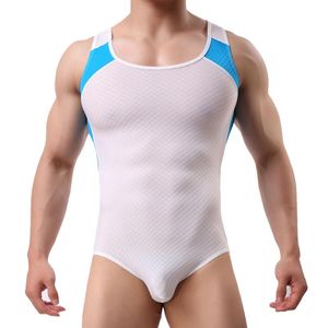 Women's Swimwear Men Sexy Bodysuit One-piece Trendy Sports Fitness Color-blocking Swimsuit Sleeveless Breathable Jumpsuit For Summer Workout