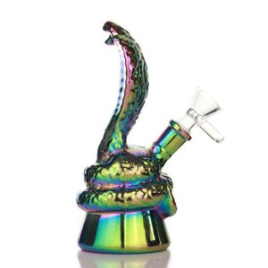 Snake Glass Bong Animal Water Pipes Hookah 2,4 tum Färgglada bongar med skålolja Röktillbehör