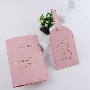 Card Holders Short Map Passport Holder Book Protective Cover Pu Leather Id Bag Luggage Tag Set
