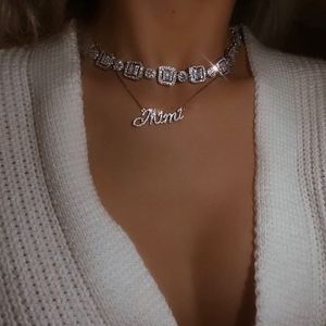 Nuova collana ghiacciata 5A cubic zirconia geometrica rotonda perline quadrate catena a maglie stili punk ragazzo collane girocollo per donna uomo gioielli hip hop