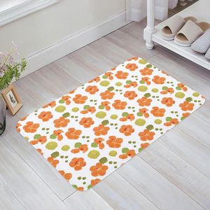 Tapetes laranja flor laranja mola de entrada de tapete de tapete de cozinha banheiro banheiro não deslizamento de personalidade de decoração de casas de decoração