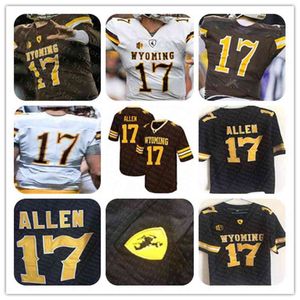 الرجال Wyoming Cowboy 17 Josh Allen College Football Jerseys Stitcehd Brown White Size S-3XL