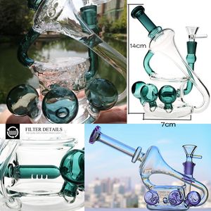 Altezza 5,5 polliciAltri accessori per fumatori accessorio narghilè Mini Inline Recyler Bong in vetro per acqua Horn Dab Rigs Unquie Bong con ciotola da 14 mm