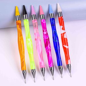 Dual Nail Dotting Pen Gourd Handle Crayon Wax Drill Head Steel Pipe Picking Nails Rhinestones Gems Art Manicure Brushes Tool Boligrafo Para Puntear Unas