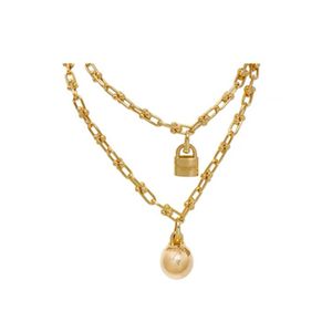 Luxus Titan Stahl Halskette Männer und Frauen Designer Gold Silber Drop Ball Lock Bambus Doppel Kreis Schmuck Damen Freunde Geburtstag geschenk Schmuck Zubehör