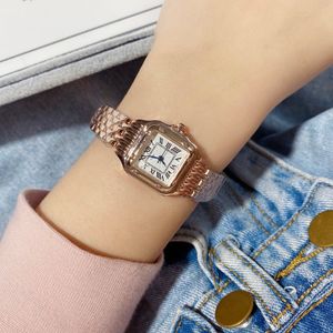 Женские часы моды Gold Ladies Watch Square Diamond Stainless Steel Stem ZF Factory
