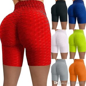 Kvinnor sexiga aktiva byxor shorts hög midja sömlös push up leggings sommar fitness gym elastisk jacquard capris yoga kläder