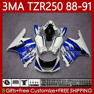 Bodys Kit ل Yamaha TZR-250 TZR 250 TZR250 R RS RR RR 88-91 هيكل السيارة 115NO.106 YPVS 3MA TZR250R 88 89 90 91 TZR250-R TZR250RR 1988 1989 1991 1991 Moto Fairings Blue Glossy