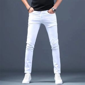 Designer Jeans White Men Brand Fashion Elastic Mens Jeans calças calças casuais Slim Fit Stretch Skinny calça para homens 201128