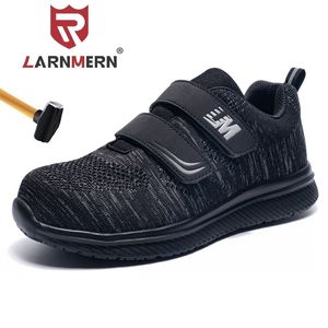 LARNMERN Mens Safety Shoes Steel Toe Hook&Loop Construction Protective Footwear Lightweight Breathable Shockproof Work Boots Y200915